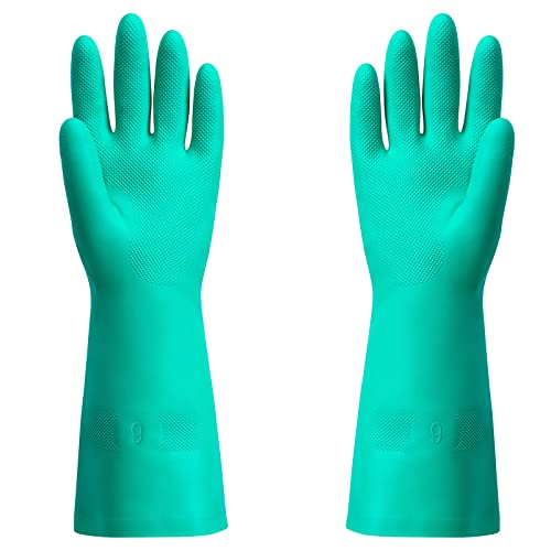 ThxToms Chemical Resistant Nitrile Gloves, Resist Household Acid, Alkali, Solvent and Oil, Latex Rubber Free, 1 Pair Large