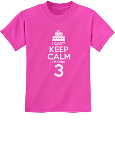 Book Cover Gift for 3 Year Old Birthday Cake - I Can't Keep Calm I'm Only 3 Kids T-Shirt 3T Pink