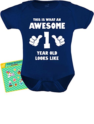 TeeStars - This is What an Awesome One Year Old Looks Like Funny Baby Bodysuit 18M Navy