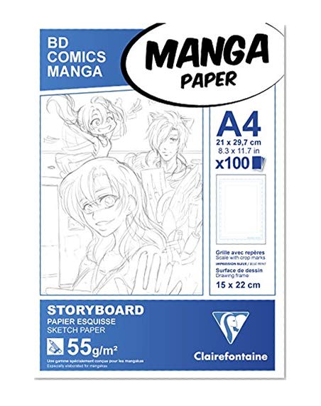Clairefontaine - 94037C  Bloc Manga bloc - Storyboard 100 feuilles grille simple 21 x 29,7 cm  papier 55g.