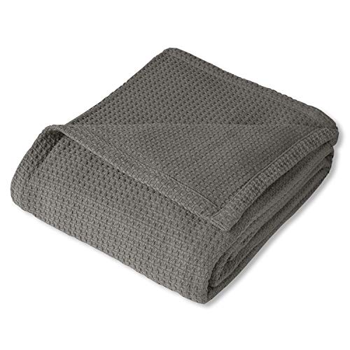 Book Cover Sweet Home Collection 100% Fine Cotton Luxurious Basket Weave Blanket, Dark Gray