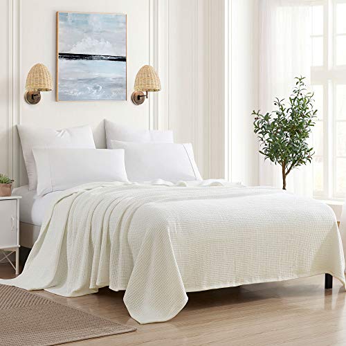 Book Cover Sweet Home Collection 100% Fine Cotton Luxurious Basket Weave Blanket, Ivory Full/Queen