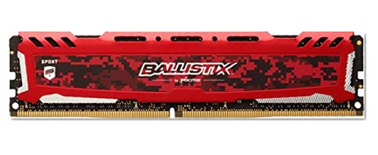 Ballistix Sport LT BLS8G4D240FSE  8Go (DDR4, 2400 MT/s, PC4-19200, DR x8, DIMM, 288-Pin) Mémoire - Rouge