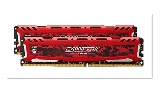 Ballistix Sport LT BLS2C8G4D240FSE  16Go Kit (8Gox2) (DDR4, 2400 MT/s, PC4-19200, DR x8, DIMM, 288-Pin) Mémoire - Rouge
