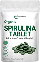 Organic Spirulina Supplement (Spirulina Organic), 3000MG Per Serving, 720 Tablets (4 Month Supply), Rich in Prebiotics, Immune Vitamins, Chlorophyll, Fiber, Proteins, Premium Spirulina Pills Organic