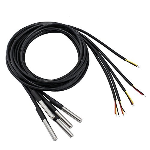 ELENKER DS18B20 Temperature Sensor Waterproof Digital Thermal Probe 1M(Pack of 5pcs)