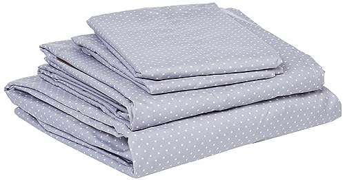 Sweet Home Collection 4 Piece 1800 Thread Count Egyptian Quality Deep Pocket Bed Sheet Set, Queen, Dot Gray
