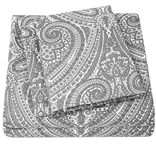Book Cover 1500 Supreme Collection Bed Sheets - Luxury Bed Sheet Set with Deep Pocket Wrinkle Free Bedding - 4 Piece Sheets - Paisley Print- King, Gray