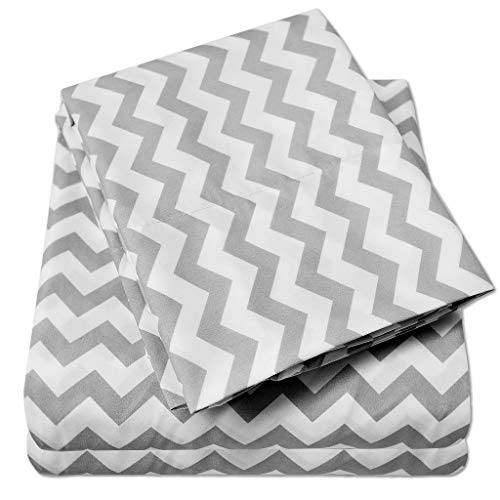 Book Cover 1500 Supreme Collection Bed Sheets - Luxury Bed Sheet Set with Deep Pocket Wrinkle Free Bedding - 4 Piece Sheets - Chevron Print- Full, Gray