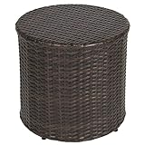 Best Choice Products Outdoor Wicker Rattan Barrel Side Table Patio Furniture Garden Backyard Pool