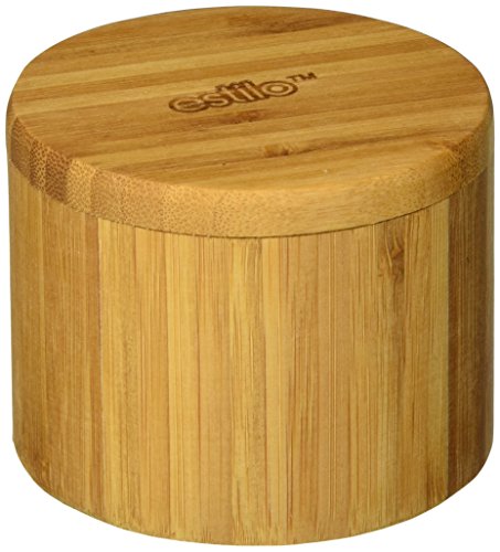 Estilo Single Round Salt or Spice Box with Lid, Bamboo -