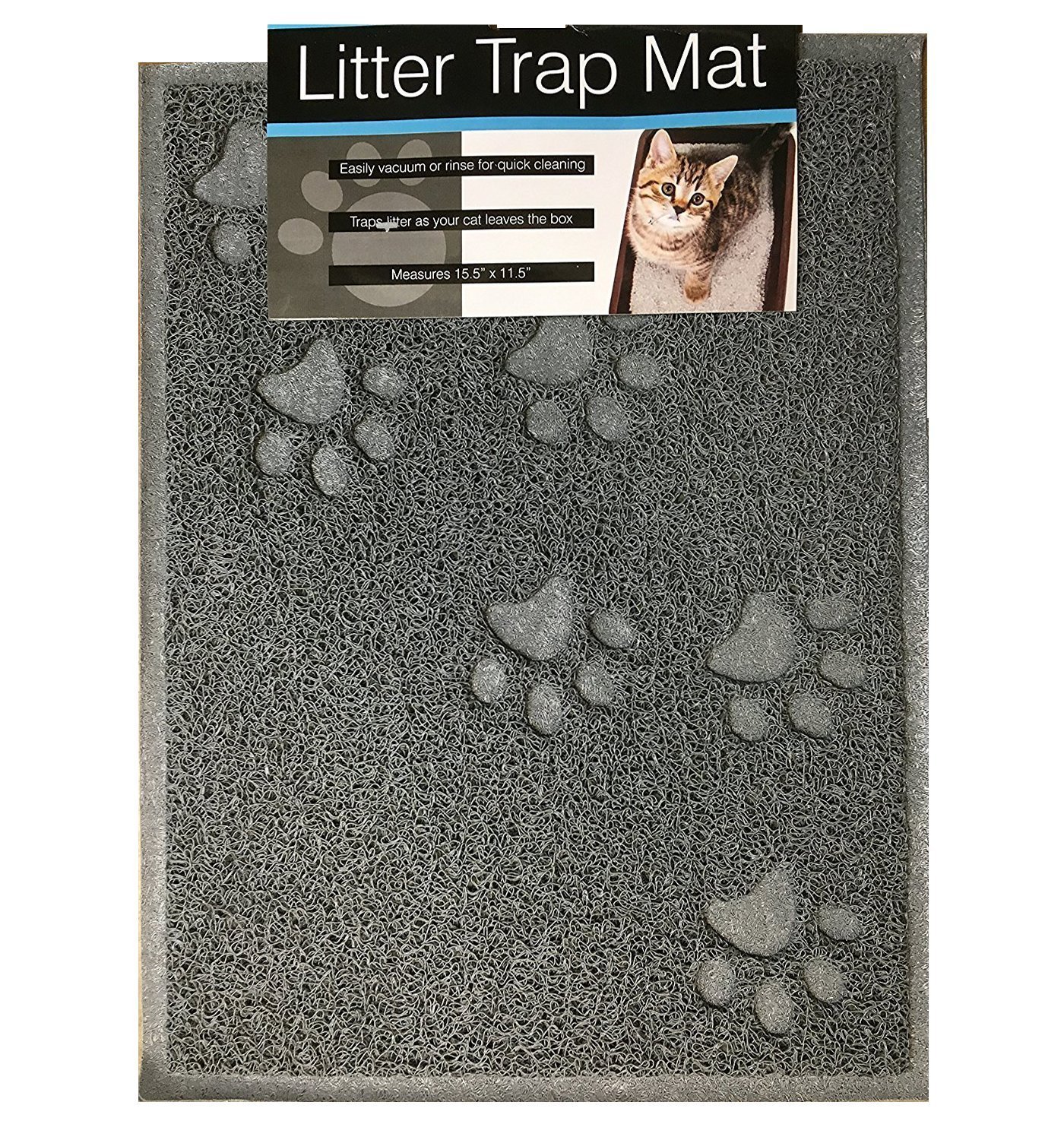 Book Cover Quality Gray Cat Litter Trap Mat, Non-Slip Backing, Dirt Catcher, Soft on Paws, Easy to Clean