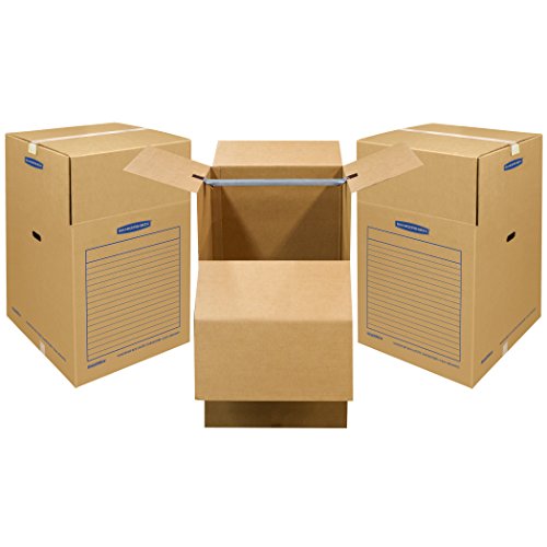 Bankers Box SmoothMove Wardrobe Moving Boxes, Short, 20 x 20 x 34 Inches, 3 Pack (7710902)