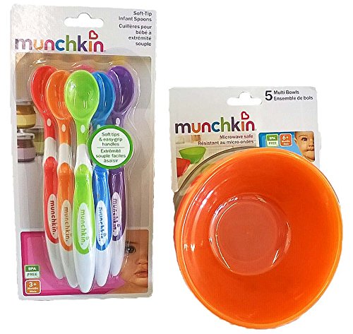 Book Cover Munchkin 5 Pack Bowl and 6 Pack Spoon Set for Baby/Toddler