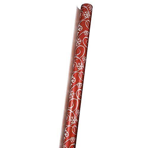 JAM PAPER Gift Wrap - Christmas Wrapping Paper - 25 Sq Ft - Red & Silver Snowflake Swirl - Rolls Sold Individually