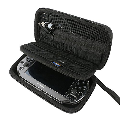 Khanka All-in-one Double Compartment Hard Carry Travel Case Bag For Sony Psvita PS Vita 1000 and PSVita Slim (PSV 2000)/PSP PlayStation 3000 Video Console. Mesh Pocket for Charger cable/Game Cards