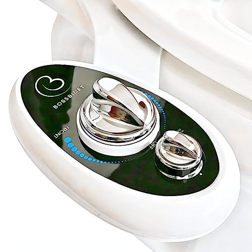 BOSS BIDET LUXURY - cleans your bottom in 1.3 seconds. Aesthetic design, 10-minute installation. Freshwater sprayer, nonelectric, mechanical. Dual nozzles, self-cleaning, unisex. White black