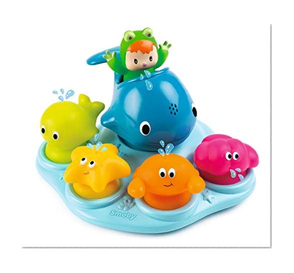 Smoby - 110608 - Cotoons Ile de Bain - Jouet Bain - 4 Personnages avec Fonction Gicleur d'Eau
