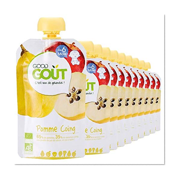Good Goût - BIO - Gourde de Purée de Fruits Pomme Coing dès 6 Mois 120 g - Pack de 10