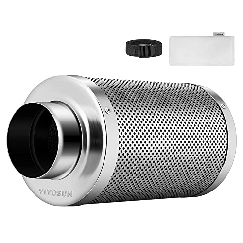 VIVOSUN 8 Inch Air Carbon Filter Smelliness Control with Australia Virgin Charcoal for Inline Duct Fan, Grow Tent,Pre-Filter Included, Reversible Flange 8"x 22"