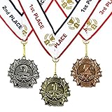 All Quality 1st 2nd 3rd Place Ten Star Award Medals - 3 Piece Set (Gold, Silver, Bronze) Includes Neck Ribbon (1 Pack)