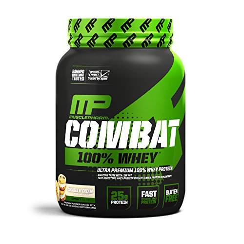 MusclePharm Combat 100% Whey, Muscle-Building Whey Protein Powder, 25 g of Ultra-Premium, Gluten-Free, Low-Fat Blend of Fast-Digesting Whey Protein, Cookies 'N' Cream, 2-Pound, 28 Servings