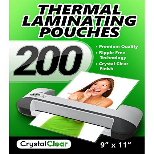 Book Cover Crystal Clear Thermal Laminating Pouches - Pack of 200 Sheets (9
