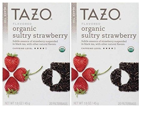 Tazo Flavored Organic Sultry Strawberry Black Tea Blend - Pack of 2, 20 Filter Bags, 1.6 Oz. Ea.