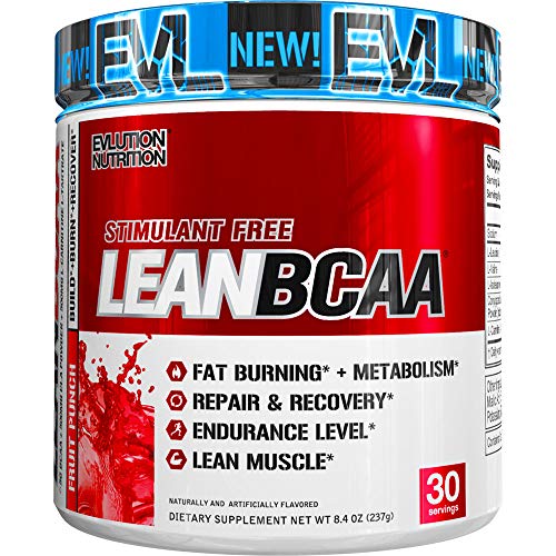 Evlution Nutrition LeanBCAA, BCAA's, CLA and L-Carnitine, Stimulant-Free, Recover and Burn Fat, Sugar and Gluten Free, 30 Servings (Fruit Punch)