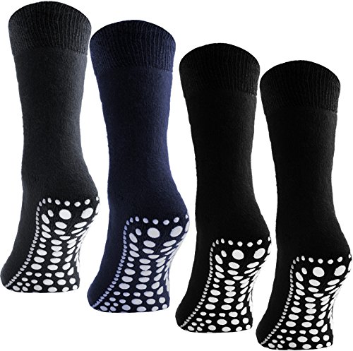 Book Cover BRUBAKER 4 Pairs Slip Resistant Non Skid Soles Socks Sizes: US 4-14