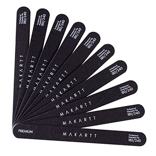 Makartt Nail File 180 240 Grit Emery Boards for Nails 10pcs Nail Files Professional Washable Doubled Sides Nail File Kit for Manicure Pedicure Natural Acrylic Nails Coarse Nail File