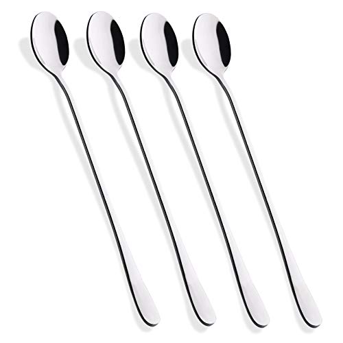 HIWARE 9-Inch Long Handle Iced Tea Spoon, Coffee Spoon, Ice Cream Spoon, Stainless Steel Cocktail Stirring Spoons, Set of 4
