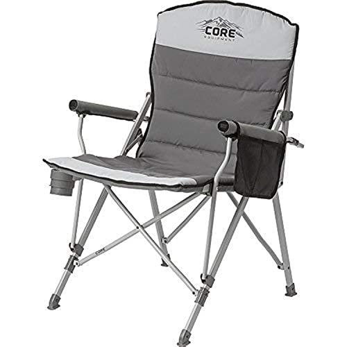 Book Cover CORE 40021 Equipment Folding Padded Hard Arm Chair with Carry Bag, steel, polyester, Gray
