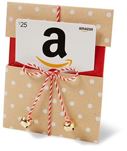 Book Cover Amazon.com $25 Gift Card in a Kraft Paper Reveal with Jingle Bells