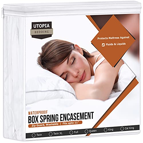 Book Cover Utopia Bedding 120 GSM Waterproof Box Spring Encasement, Breathable, Zippered, Fits 11 Inches Deep, Easy Care (Twin)