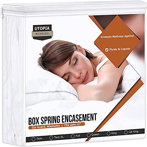 Book Cover Utopia Bedding Waterproof Box Spring Encasement King 120 GSM, Breathable, Zippered, Fits 11 Inches Deep, Easy Care