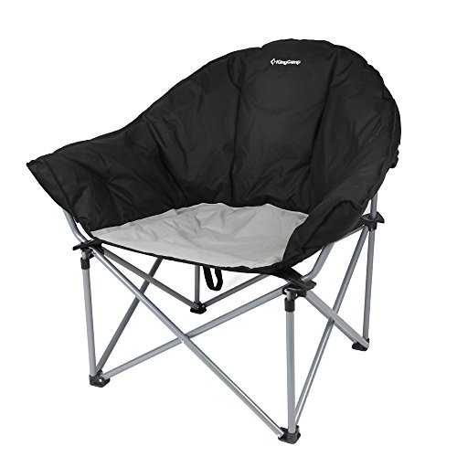 KingCamp Oversized Camping Club Chair Moon Saucer Sofa Chair Padded Folding Heavy Duty Deluxe Stable Carry Bag Included 300lbs Capacity