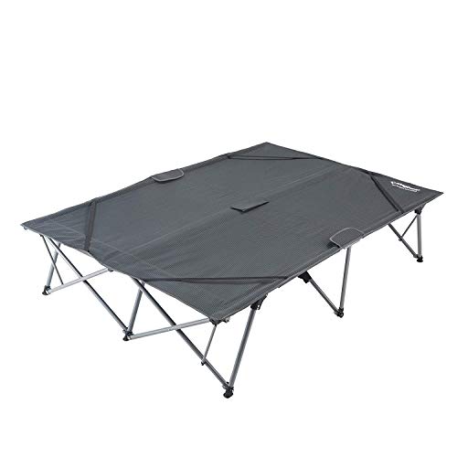 KingCamp Camping Cot Double 2 Person Oversized Anodized Steel Frame Portable Folding Bed Portable with Wheeled Carry Bag
