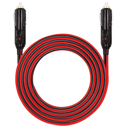 MOTOPOWER MP69000 12FT 12V Heavy Duty Male to Male Cigarette Lighter Plug Charger Cord with LED Lights and Fuse Protection On Both Plugs