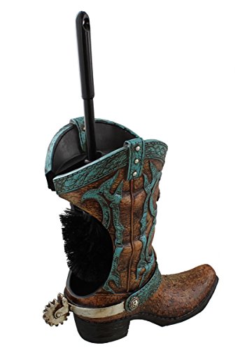 Book Cover Decorative Cowboy Boot w/ Spur Toilet Bowl Cleaner Brush & Holder Set