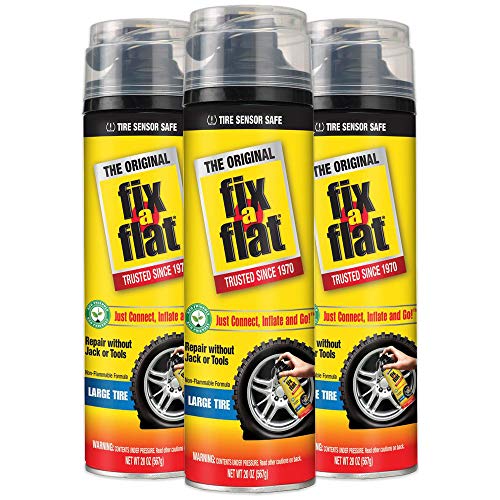 Book Cover Fix-A-Flat S430, Aerosol Tire Inflator with Hose for Large Tires, 20 ounces (3-Pack)