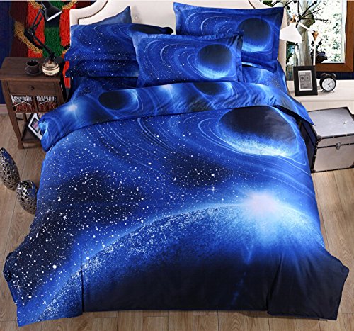Book Cover 3D Galaxy Bedding Pillowcase Quilt Duvet Cover Set Single Queen Size #A1 (Twin)