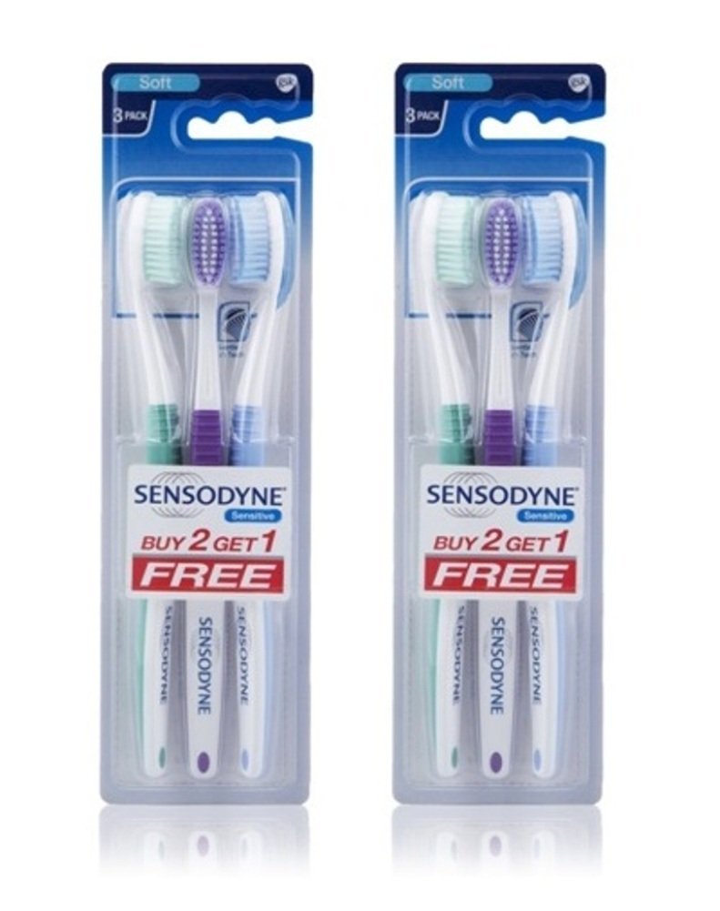 Book Cover Sensodyne Sensitive Toothbrush Soft Sensitive Teeth, 3 Count (Pack of 2) Assorted 3 Count (Pack of 2)