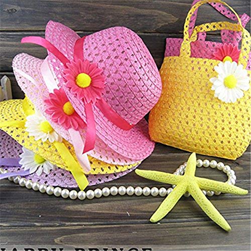 Book Cover 3 Girls Tea Party Sun Hat and Purse Sets. Includes 3 Purses & 3Daisy Flower Sunhatsï¼ˆRandom Colorï¼‰