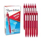 Paper Mate InkJoy 300RT Retractable Ballpoint Pens, Medium Point (1.0mm), Red Ink - 12 Count - Comfortable Rubber Grip, Ultra-Smooth Ink, Teacher Supplies