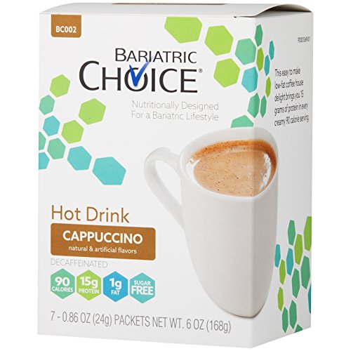 Bariatric Choice High Protein Drink/Instant Low-Carb Hot Drink Mix - Cappuccino (7 Servings/Box) - Low Carb, Sugar Free, Low Fat