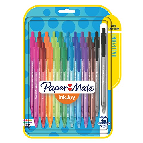 Paper Mate InkJoy 100RT Retractable Ballpoint Pens, Medium Point, Assorted, 20 Pack (1951396)