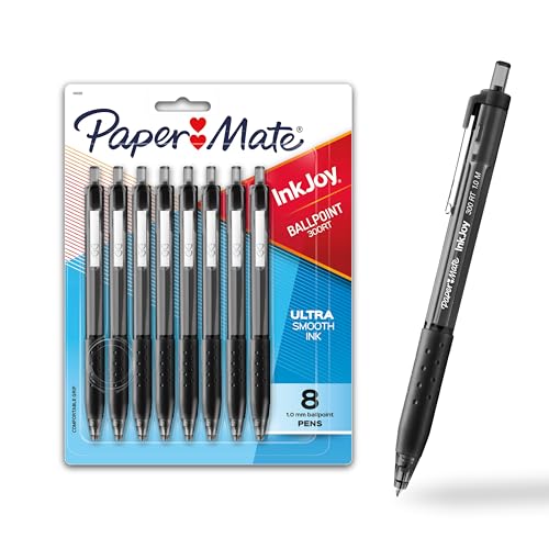 Paper Mate InkJoy 300RT Retractable Ballpoint Pens, Medium Point (1.0mm), Black, 8 Count