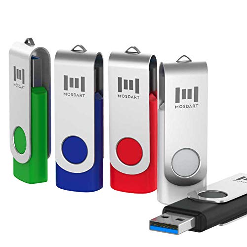 5 X MOSDART 16GB USB 3.0 Flash Drive High Speed Swivel Bulk Thumb Drives Fast Transfer,Black/Blue/Red/White/Green,5Pack