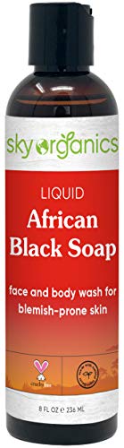 Book Cover Liquid African Black Soap (8 oz) Black Soap Face & Body Wash Authentic African Black Liquid Soap Wash from Ghana African Black Soap Face Wash African Face & Body Wash - Vegan Cruelty-free